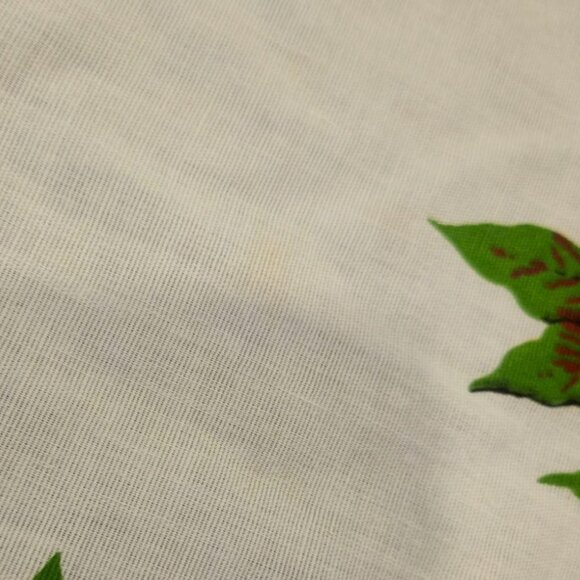 Vintage Christmas Tablecloth Poinsettia scroll Border Table Linen Retro1950s - Picture 5 of 10